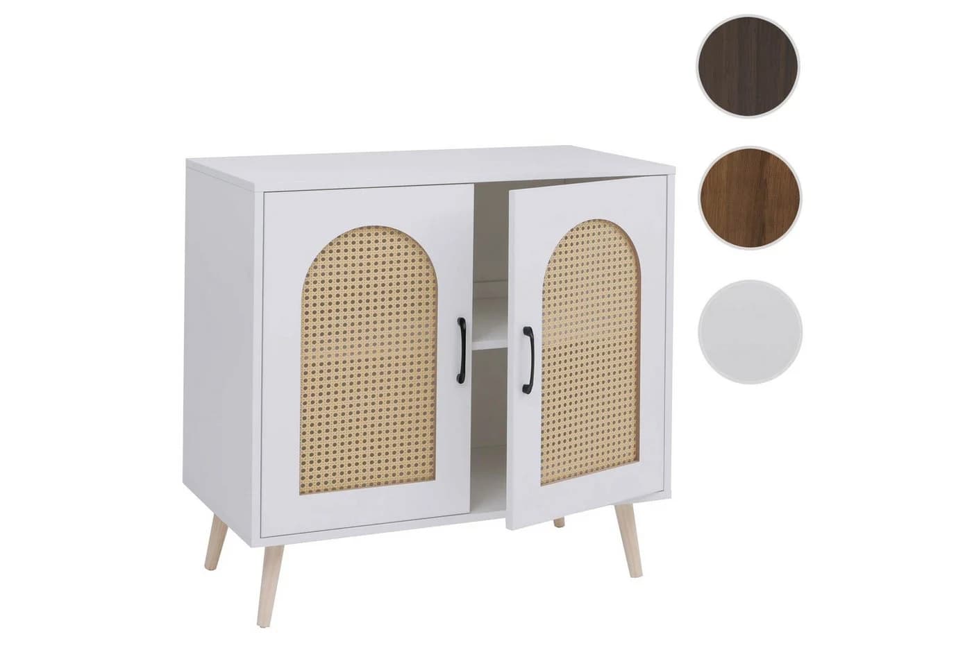 Kommode MCW-P51 Schrank mit Türen Anrichte Staufächer Poly-Rattan MDF Melamin - Bild 4