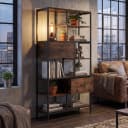 MCW-P11 Regal Industrial Standregal mit Schubladen dunkelbraun Bild 1