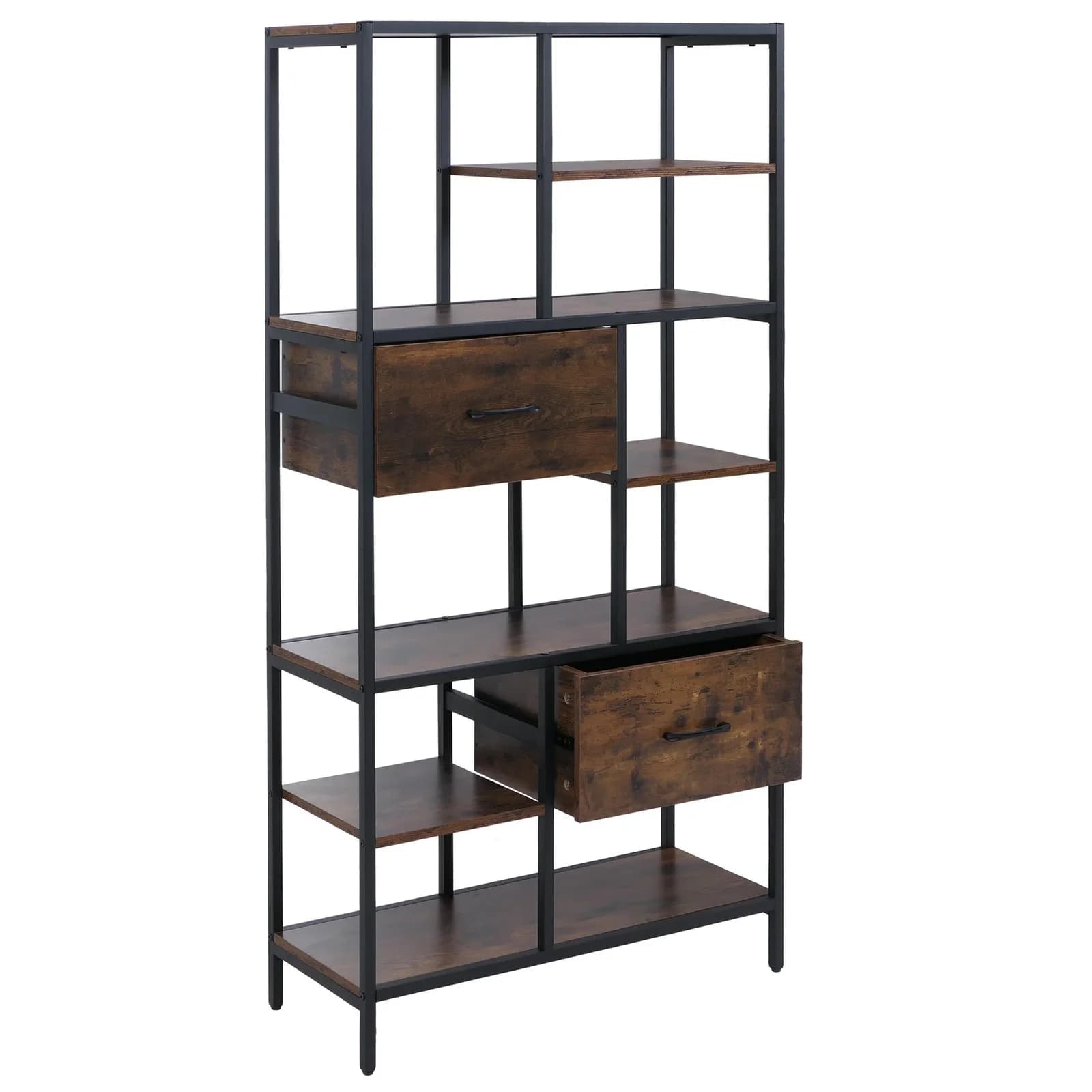 MCW-P11 Regal Industrial Standregal mit Schubladen dunkelbraun - Bild 2