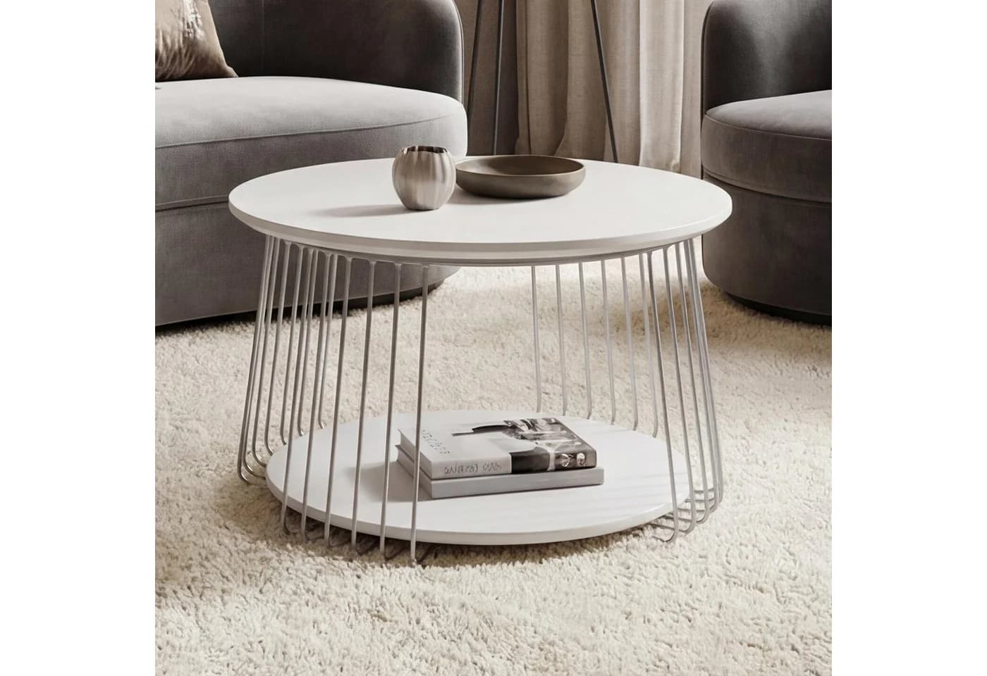 MCA Couchtisch MCW-P60 Beistelltisch Kaffeetisch Loungetisch Metall MDF rund - Bild 3
