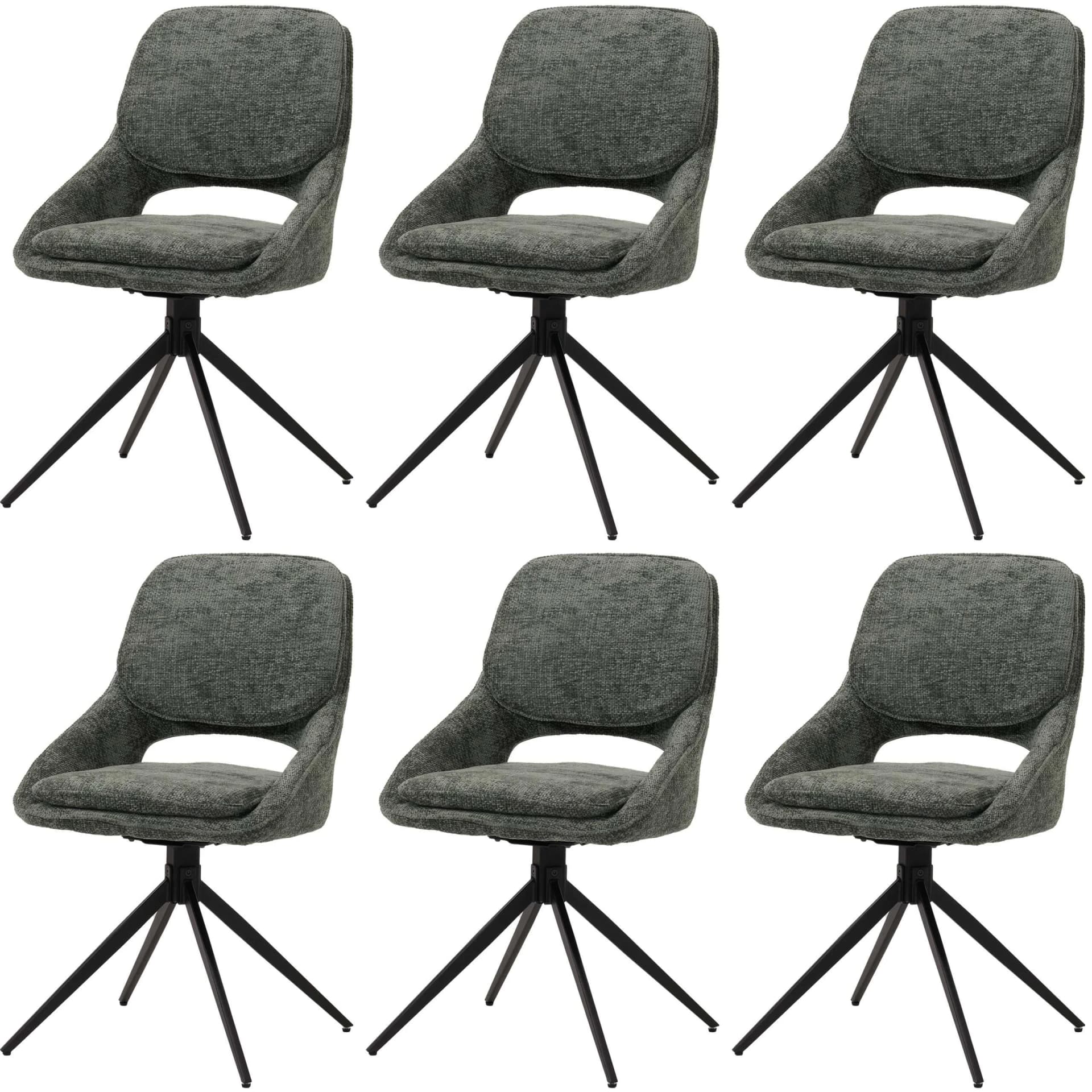 MCW 6er-Set Esszimmerstuhl MCW-N73 Grün Chenille Auto-Return - Bild 2