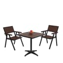 MCW 2er-Set Gartenstuhl+Gartentisch Alu-Holzoptik Schwarz/Dunkelbraun Bild 1