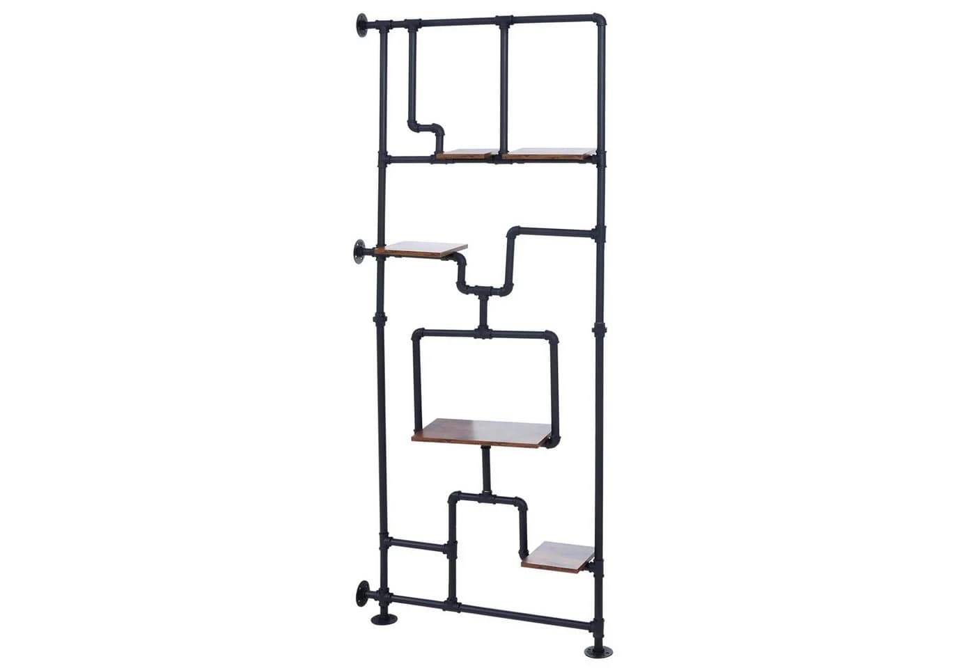 Raumteiler mit Regal MCW-P10 Industrial Metall Melamin dunkelbraun - Bild 2