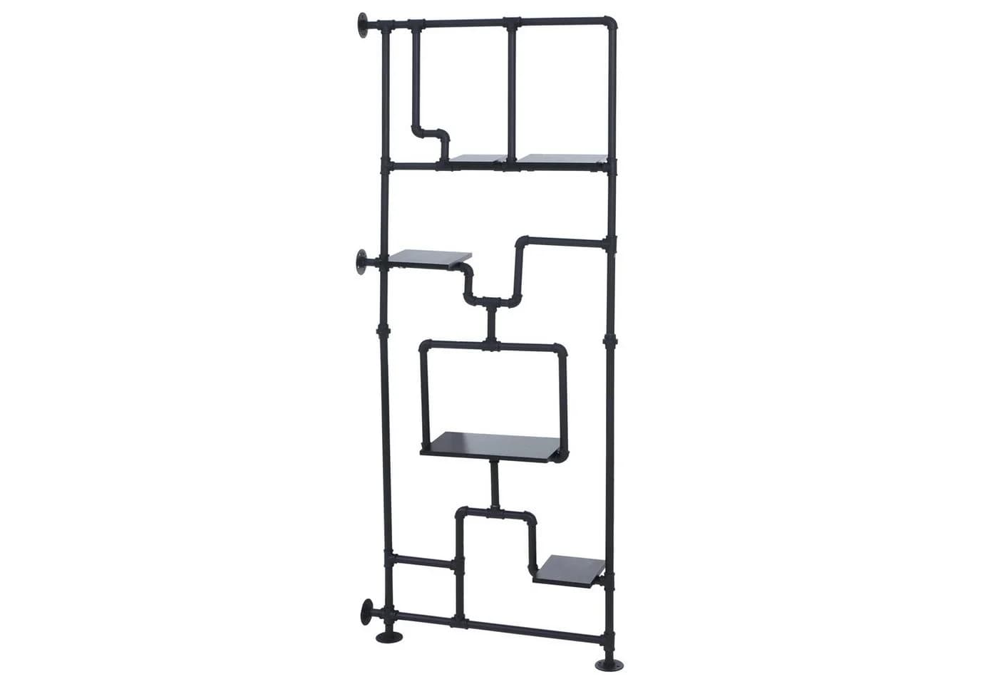 Raumteiler mit Regal MCW-P10 Industrial Metall Melamin schwarz - Bild 2