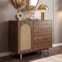 MCW Kommode mit Poly-Rattan und 4 Schubladen Braun Bild 1