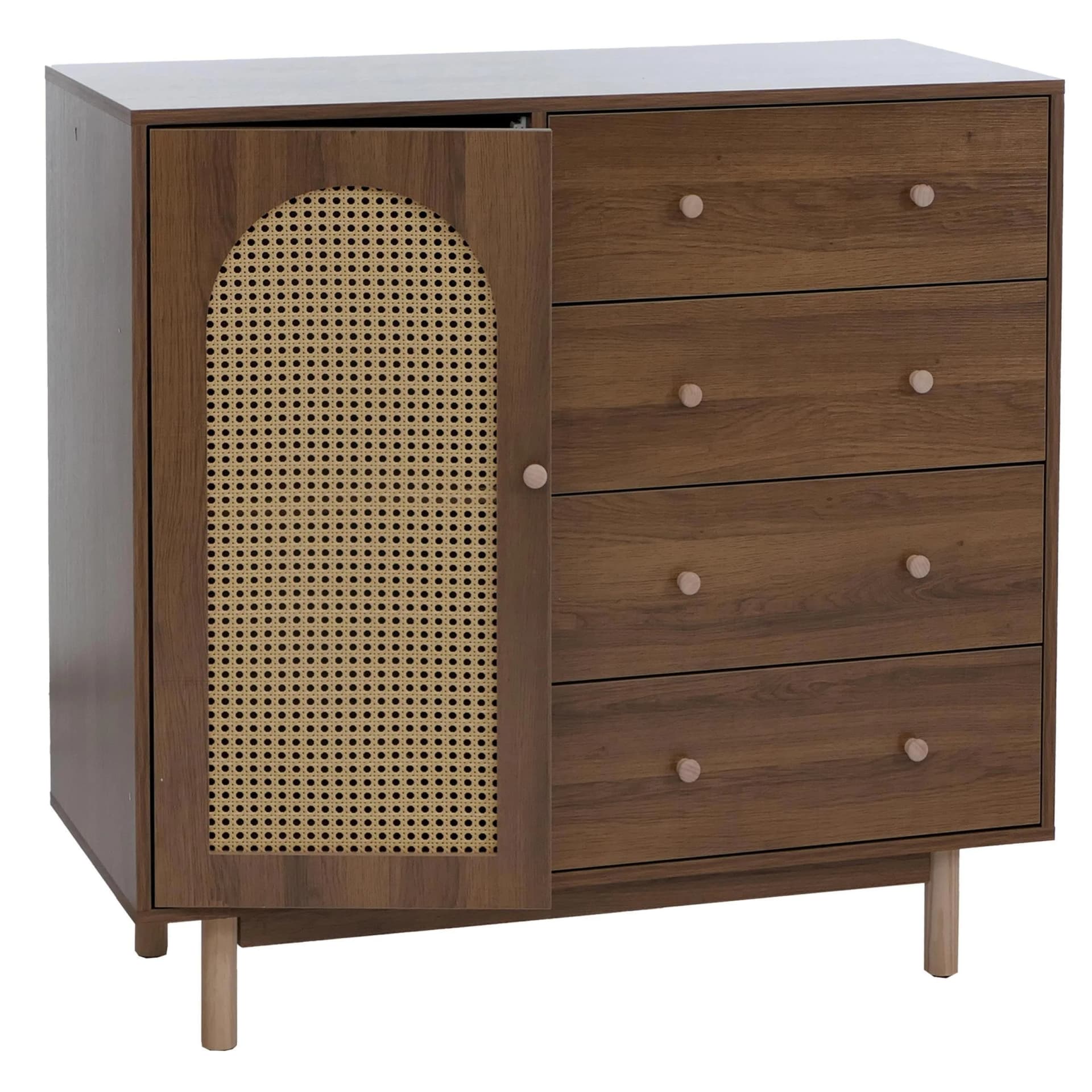 MCW Kommode mit Poly-Rattan und 4 Schubladen Braun - Bild 2