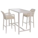 MCW Bartisch Set mit 2x Barhocker Outdoor Seilgeflecht creme Bild 2