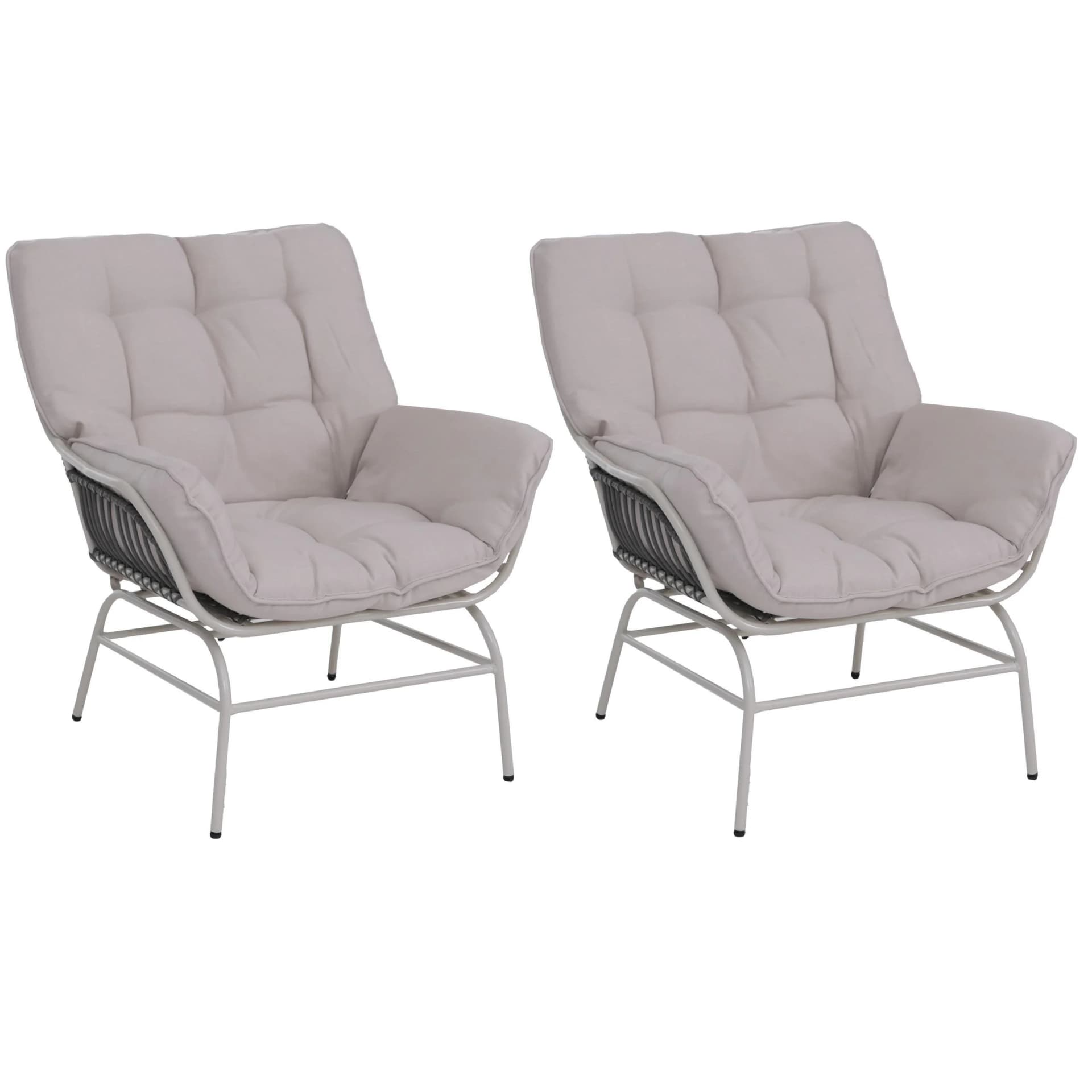 MCW Loungesessel Relaxstuhl Stoff Poly-Rattan Metall - Bild 2