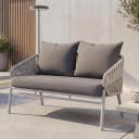 Aluminium Gartenbank MCW-P90 Outdoor Sitzbank hellgrau Bild 1