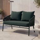 Aluminium Gartenbank MCW-P90 Outdoor Sitzbank Seilgeflecht Grün Bild 1