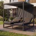Alu Lounge-Gartenliege MCW-P81 Sonnenliege 196x165x196cm Dunkelgrau Bild 1