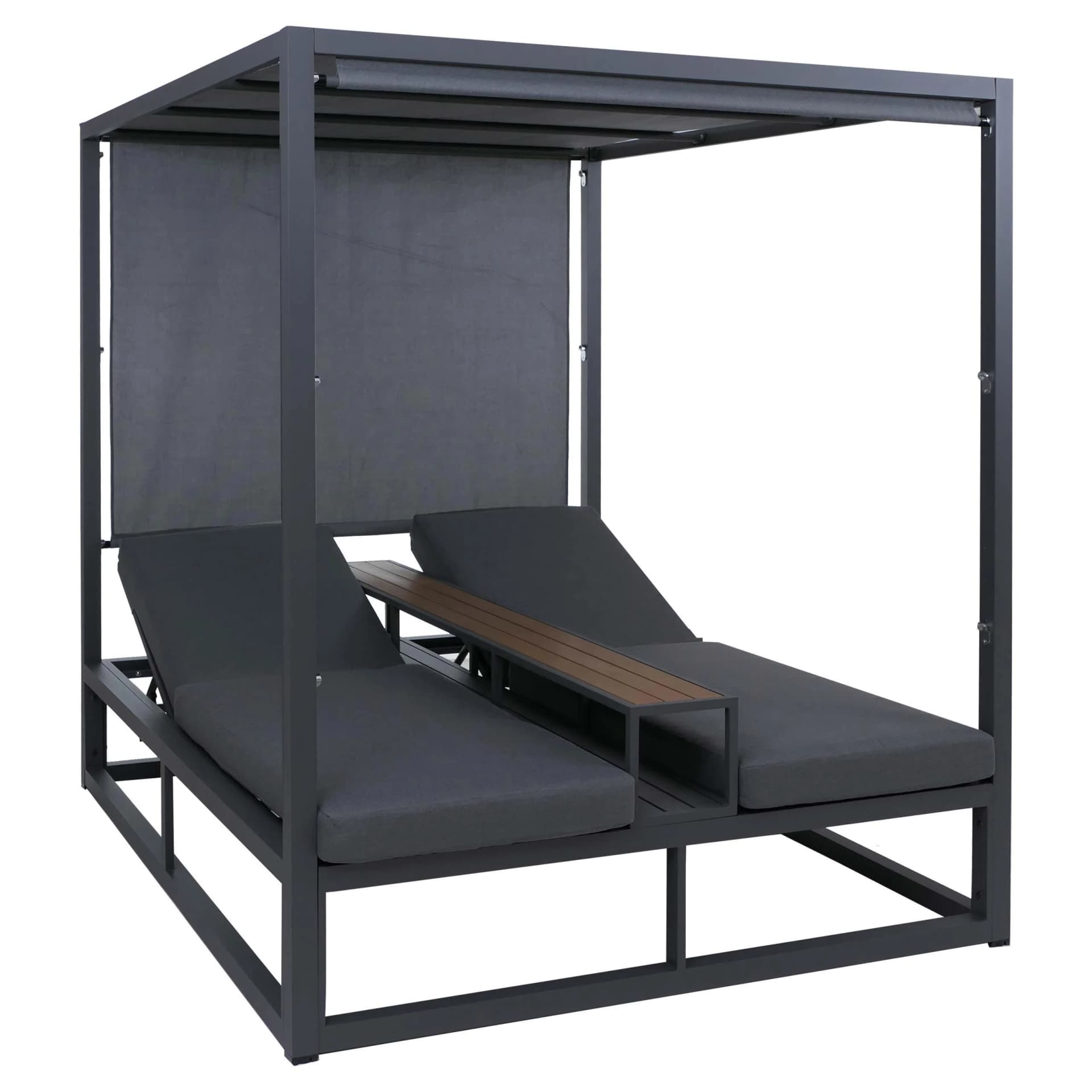 Alu Lounge-Gartenliege MCW-P81 Sonnenliege 196x165x196cm Dunkelgrau - Bild 2