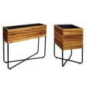 2er-Set Pflanzkasten MCW Stahl Akazie braun Outdoor Bild 2