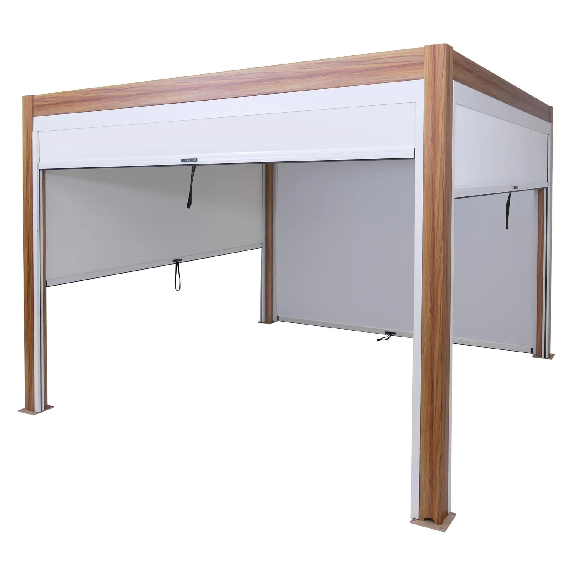 Pergola MCW-L46 mit Seitenwand, Lamellen-Pavillon Rollo, 10cm-Alu-Gestell, sturmfest 3x3m - Bild 2