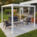 Pergola MCW-P65 Terrassenüberdachung Gartenpavillon Lamellen-Pavillon 10cm-Aluminium-Gestell 3x3m Weiß Bild 1