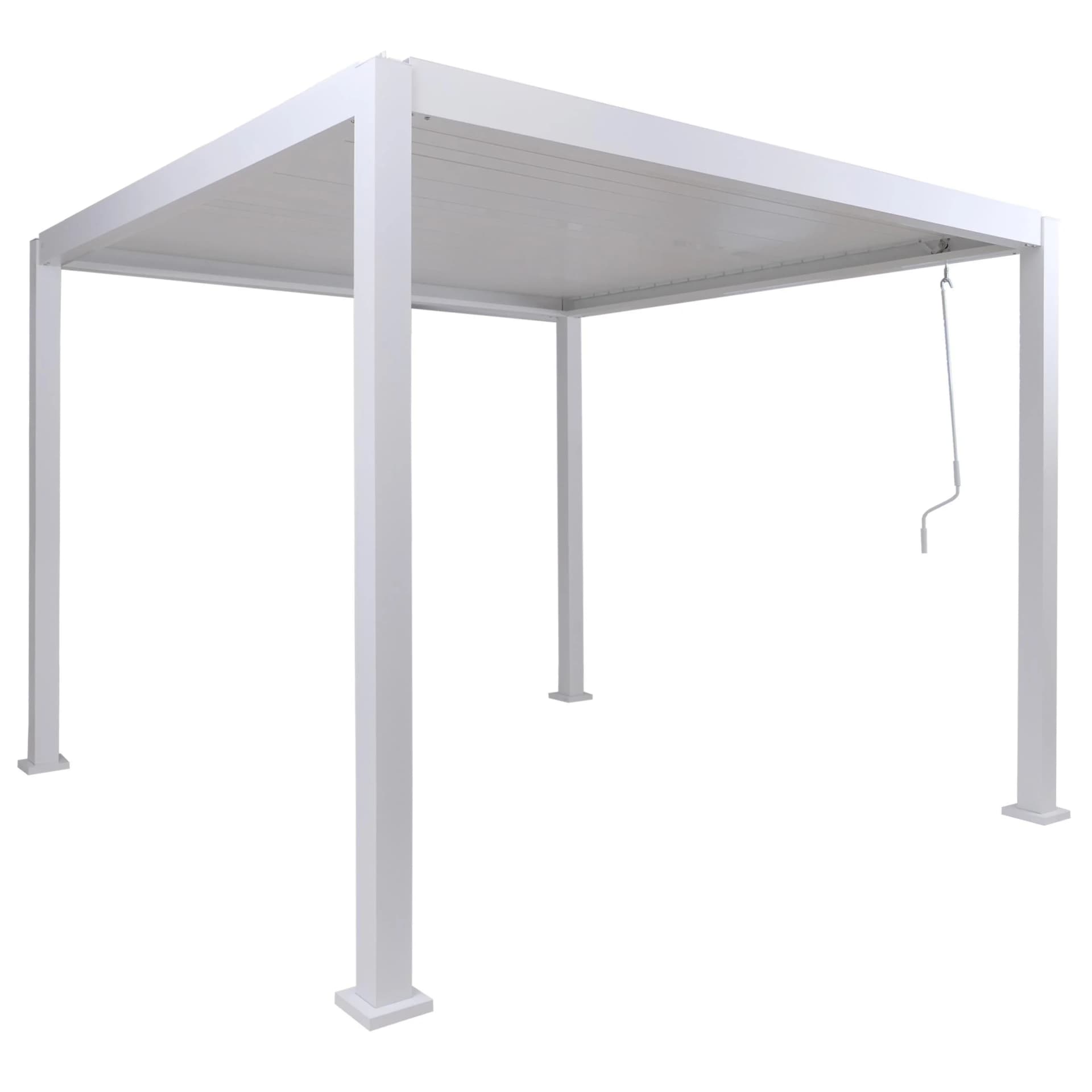 Pergola MCW-P65 Terrassenüberdachung Gartenpavillon Lamellen-Pavillon 10cm-Aluminium-Gestell 3x3m Weiß - Bild 2