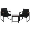Poly-Rattan Garnitur MCW-P74 Garten Lounge-Set 2x Stuhl Tisch Akazie Holz Stoff Schwarz Bild 2
