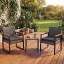 Poly-Rattan Garnitur MCW-P74 Lounge-Set Garten 2x Stuhl Tisch Akazie Holz Stoff grau Polster grau Bild 1