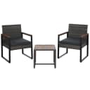 Poly-Rattan Garnitur MCW-P74 Lounge-Set Garten 2x Stuhl Tisch Akazie Holz Stoff grau Polster grau Bild 2