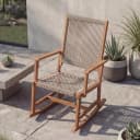 Schaukelstuhl MCW-P73 Garten Outdoor Wippstuhl Akazie Holz Seilgeflecht Beige Bild 1