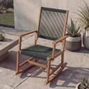 Schaukelstuhl MCW-P73 Garten Outdoor Wippstuhl Relaxstuhl Akazie Holz Seilgeflecht olivgrün Bild 1