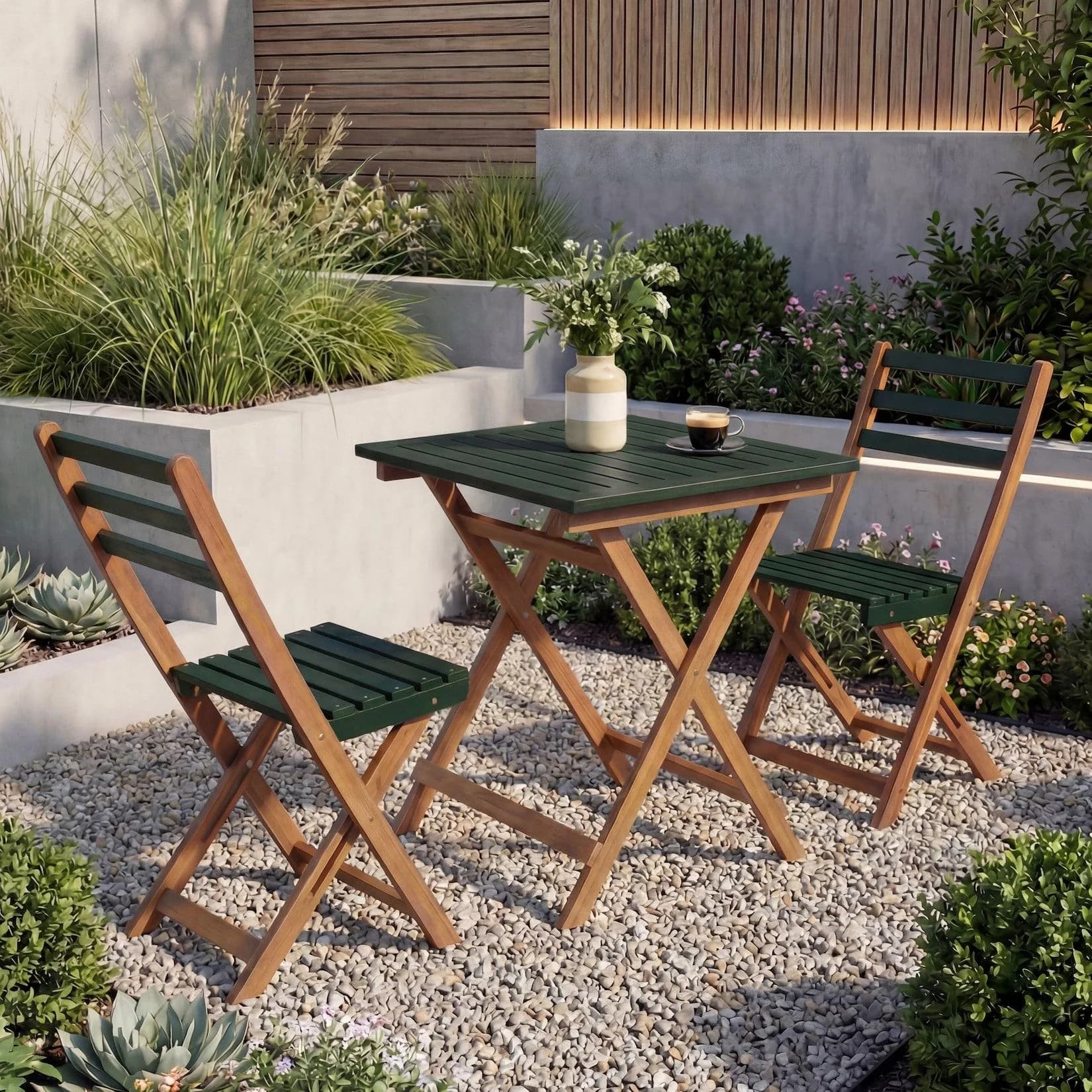 Garnitur MCW-P71 Lounge-Set Garten 2x Stuhl Tisch Akazie Holz klappbar