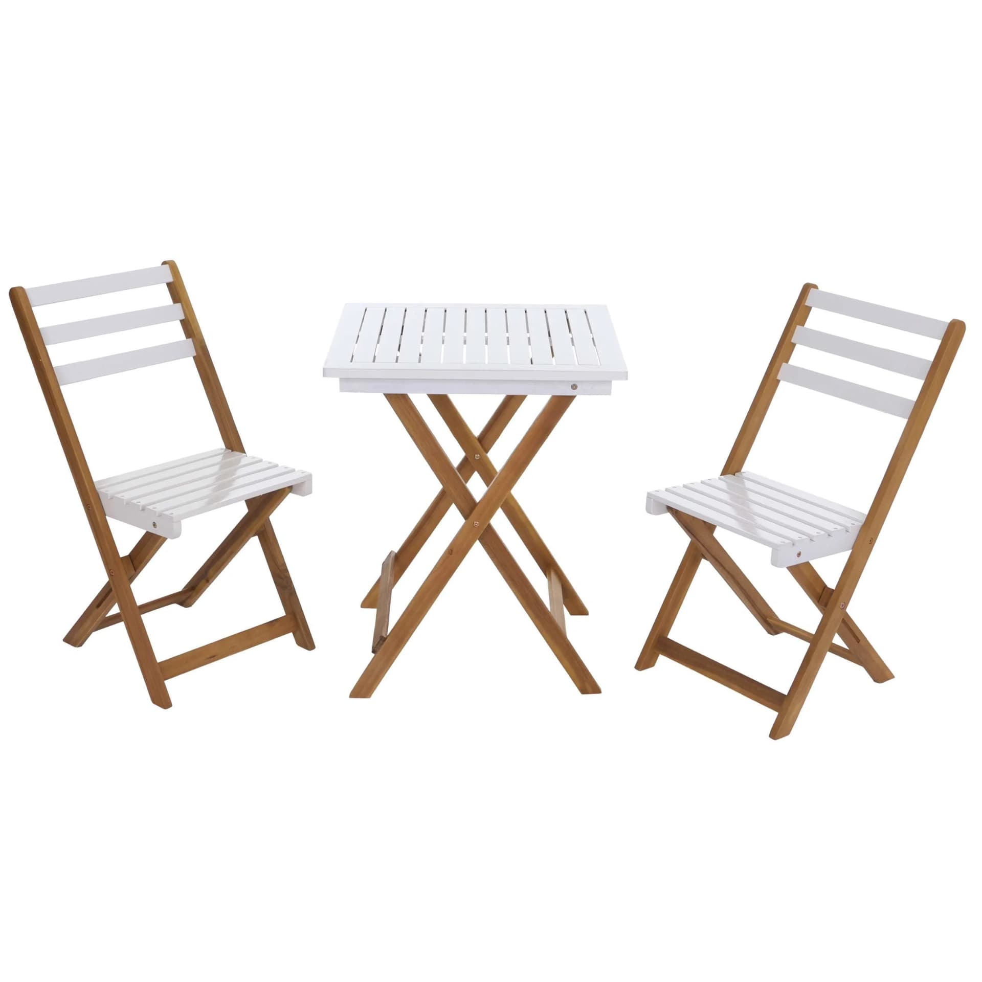 Garnitur MCW-P71, Sitzgruppe Lounge-Set Garten 2x Stuhl Tisch, Akazie Holz klappbar Natur-Weiß - Bild 2