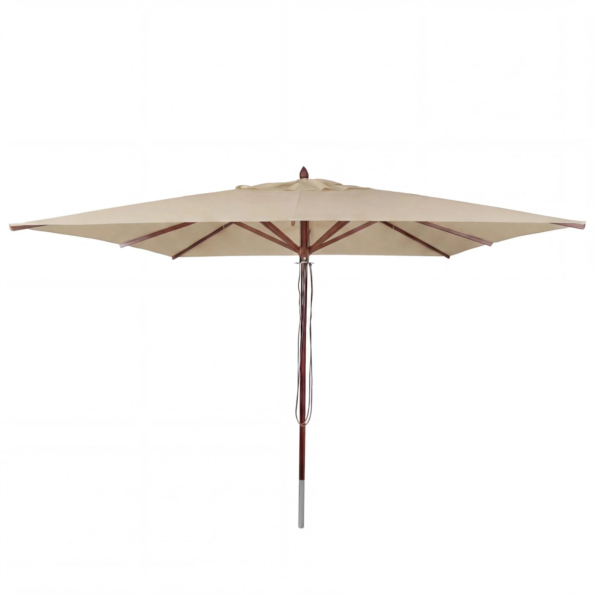 MCW Gastronomie Holz-Sonnenschirm Eckig 4x4m Creme Seilzug - Bild 2