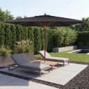 MCW Holz-Sonnenschirm 4x4m Anthrazit Polyester Seilzug Bild 1