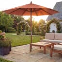 MCW Holz-Sonnenschirm 3m Rund Terrakotta mit Seilzug Bild 1