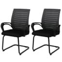 2er-Set Konferenzstuhl MCW-K51 Besucherstuhl Freischwinger Grau Schwarz Bild 1