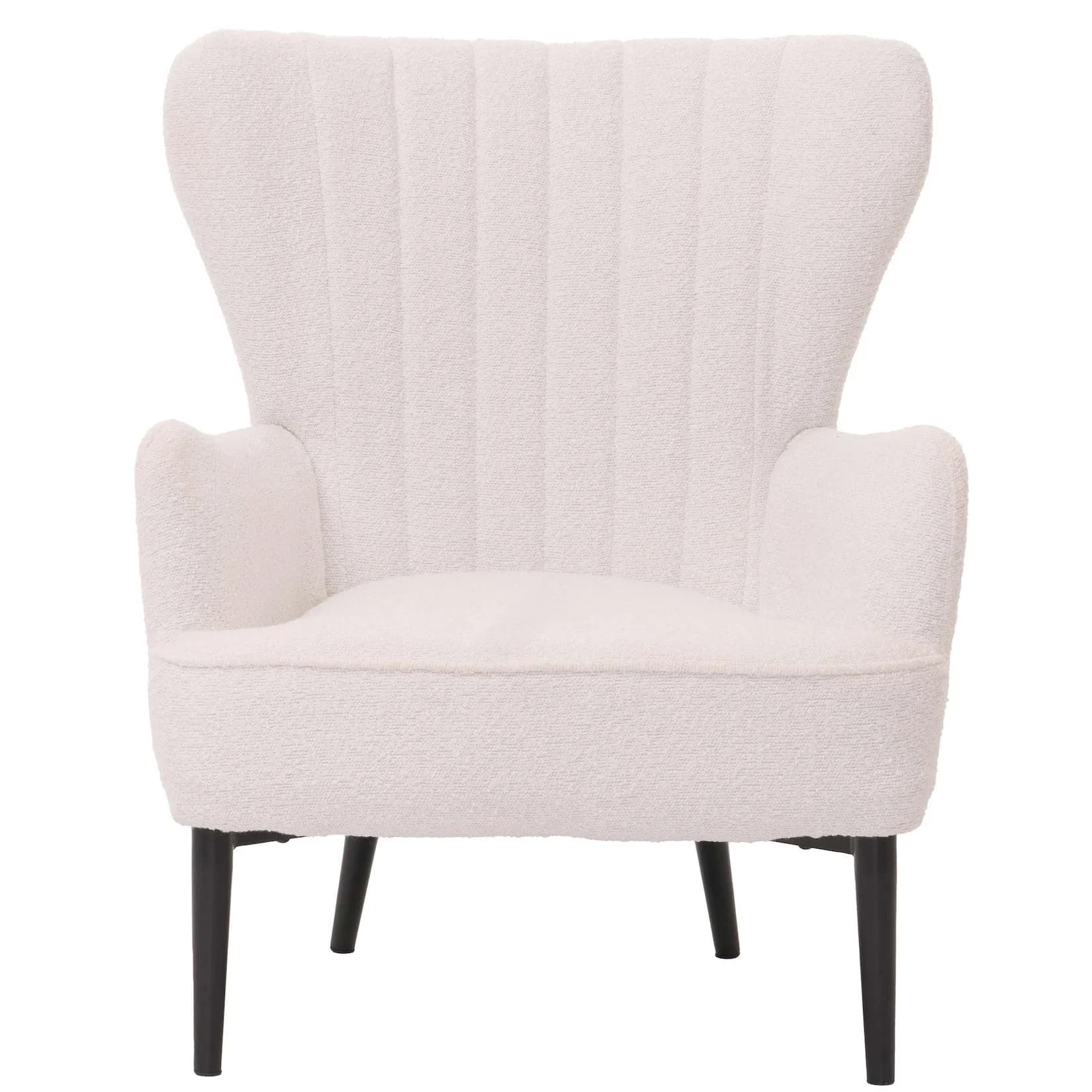 Lounge-Sessel MCW-K37 Retro Vintage Ohrensessel Weiß Bouclé