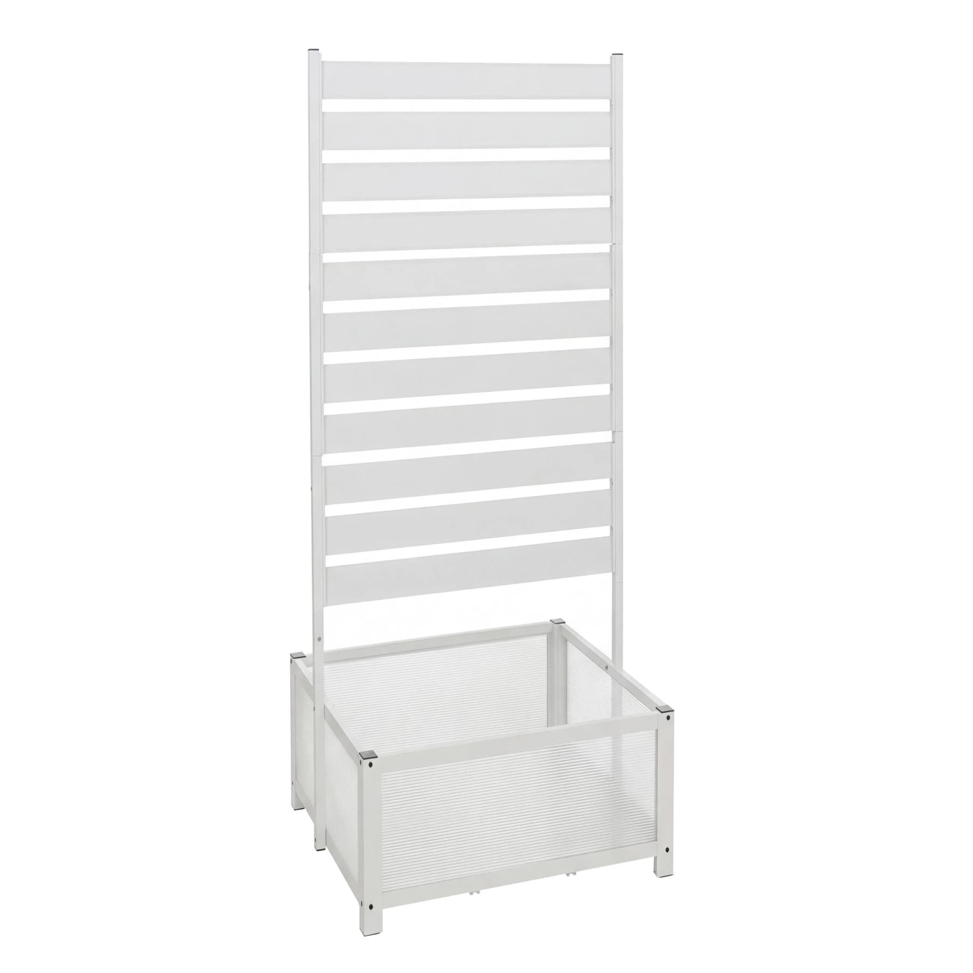 MCW Aluminium Beet mit Rankgitter, Blumenkasten Pflanzkübel Spalier weiß - Bild 2