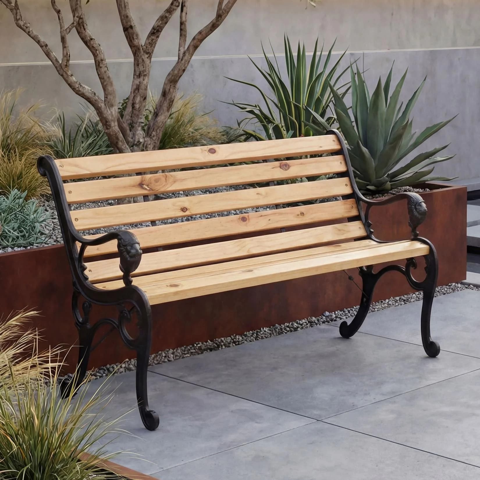 MCW Gartenbank MCW-O25 Kiefernholz Gusseisen 132cm Natur