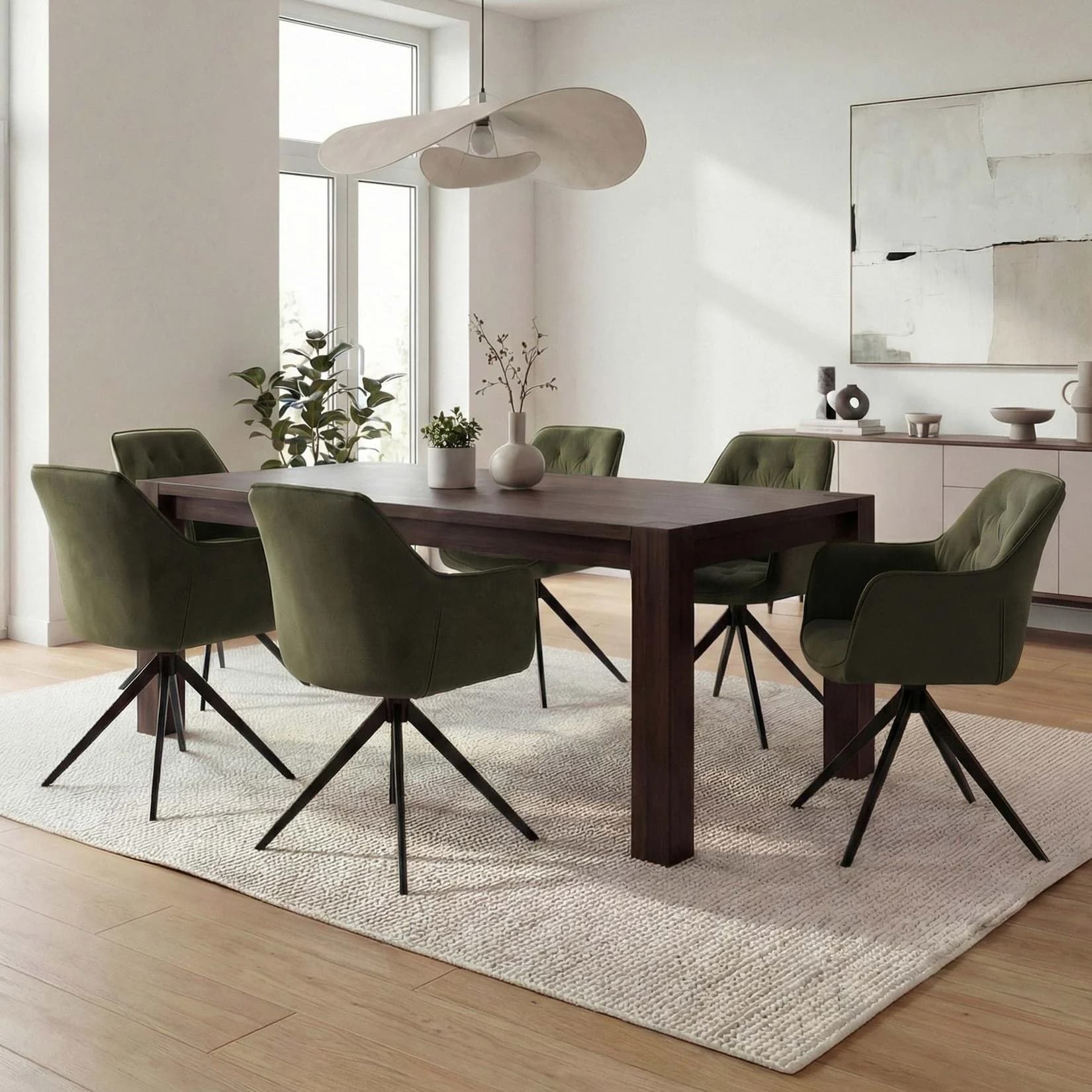 MCW 6er-Set Esszimmerstuhl MCW-L80 Grün mit Armlehne drehbar