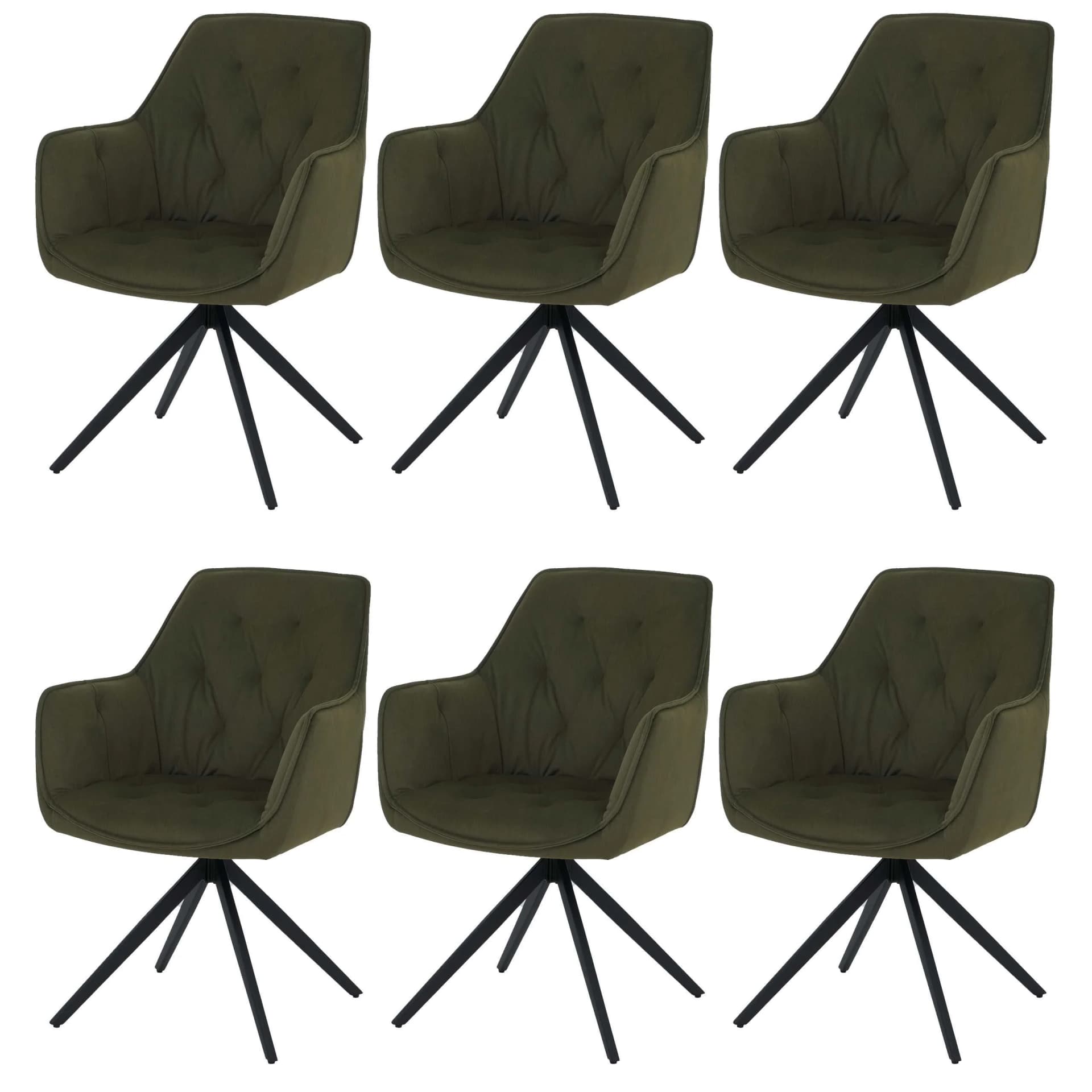 MCW 6er-Set Esszimmerstuhl MCW-L80 Grün mit Armlehne drehbar - Bild 2