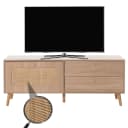 MCW TV-Rack Lowboard Eiche-Optik mit Kubu Rattan Türe Bild 1