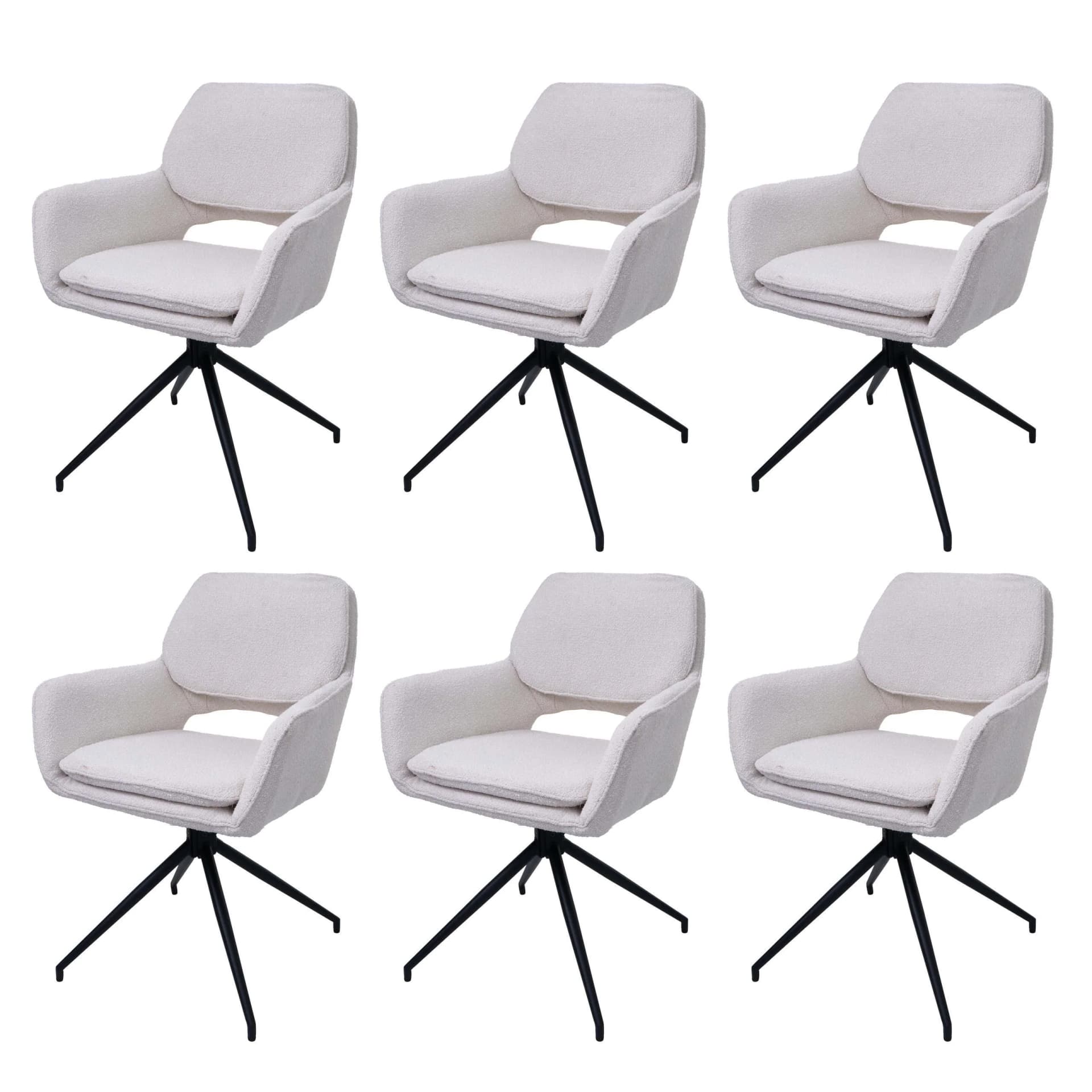 MCW 6er-Set Esszimmerstuhl MCW-N74, drehbar, Bouclé-Stoff, creme - Bild 2