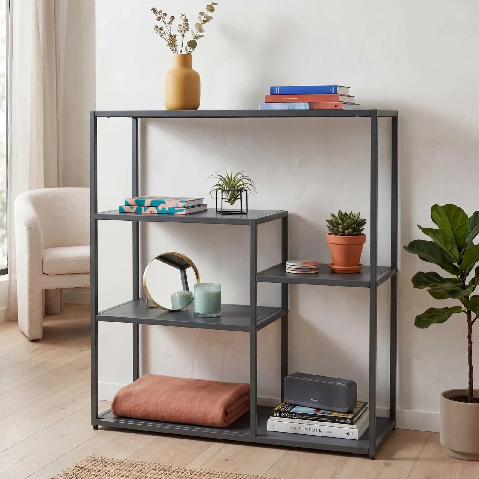 MCW Industrial Wohnregal Anthrazit Metall Standregal