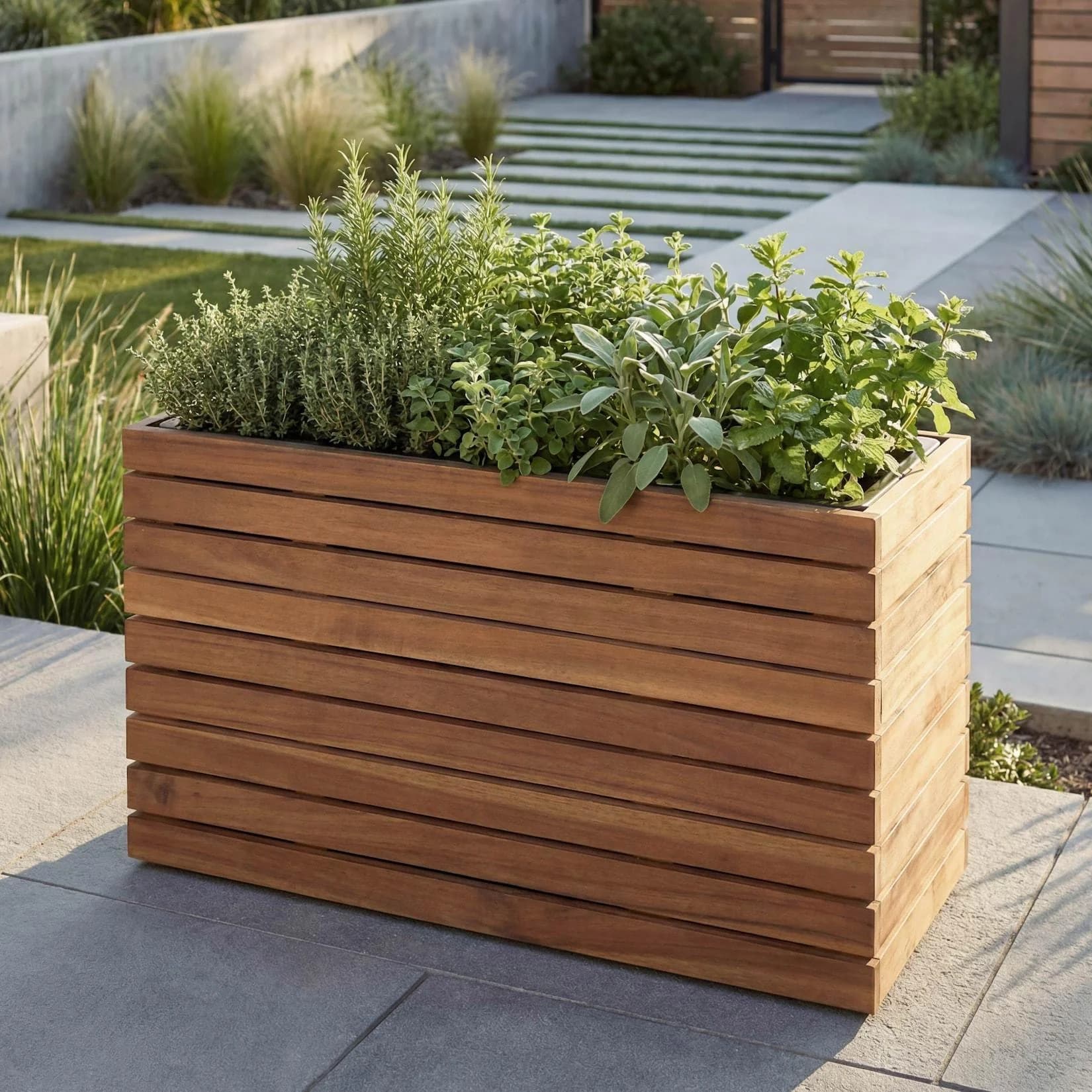 MCW Blumenkasten MCW-L21 Outdoor Akazienholz hellbraun