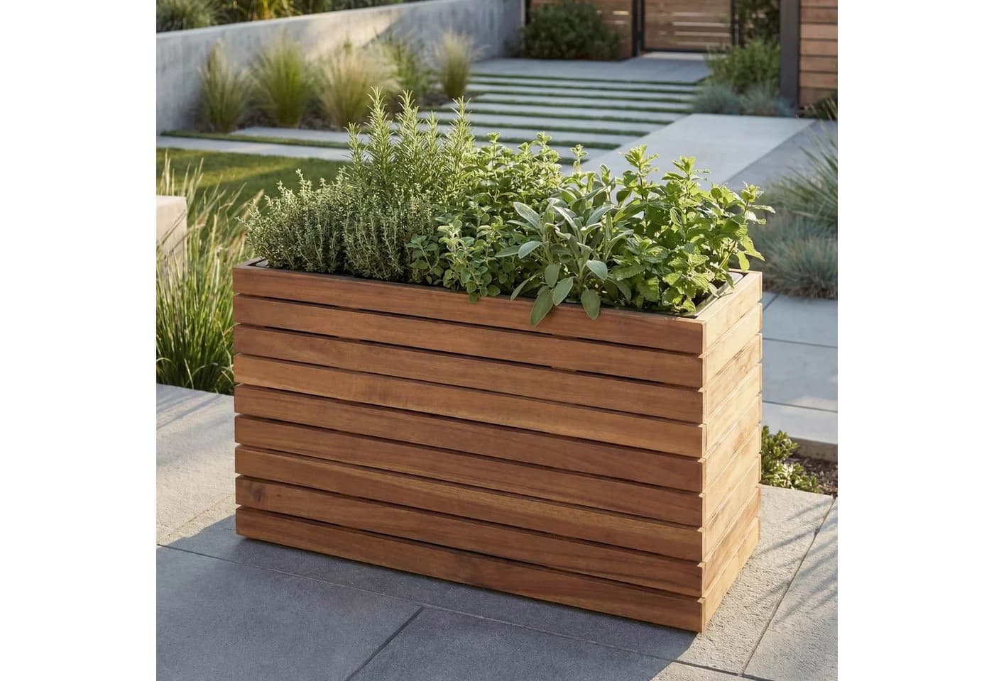 MCW Blumenkasten MCW-L21 Outdoor Akazienholz hellbraun - Bild 3