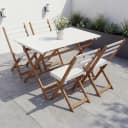 Garnitur MCW-P72 Lounge-Set Garten 4x Stuhl Tisch Akazie Holz klappbar Natur-weiß Bild 1
