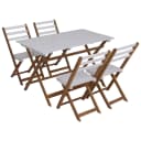 Garnitur MCW-P72 Lounge-Set Garten 4x Stuhl Tisch Akazie Holz klappbar Natur-weiß Bild 2