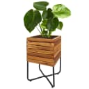 MCW Pflanzkasten Stahl Akazie Holz quadratisch Outdoor braun Bild 1