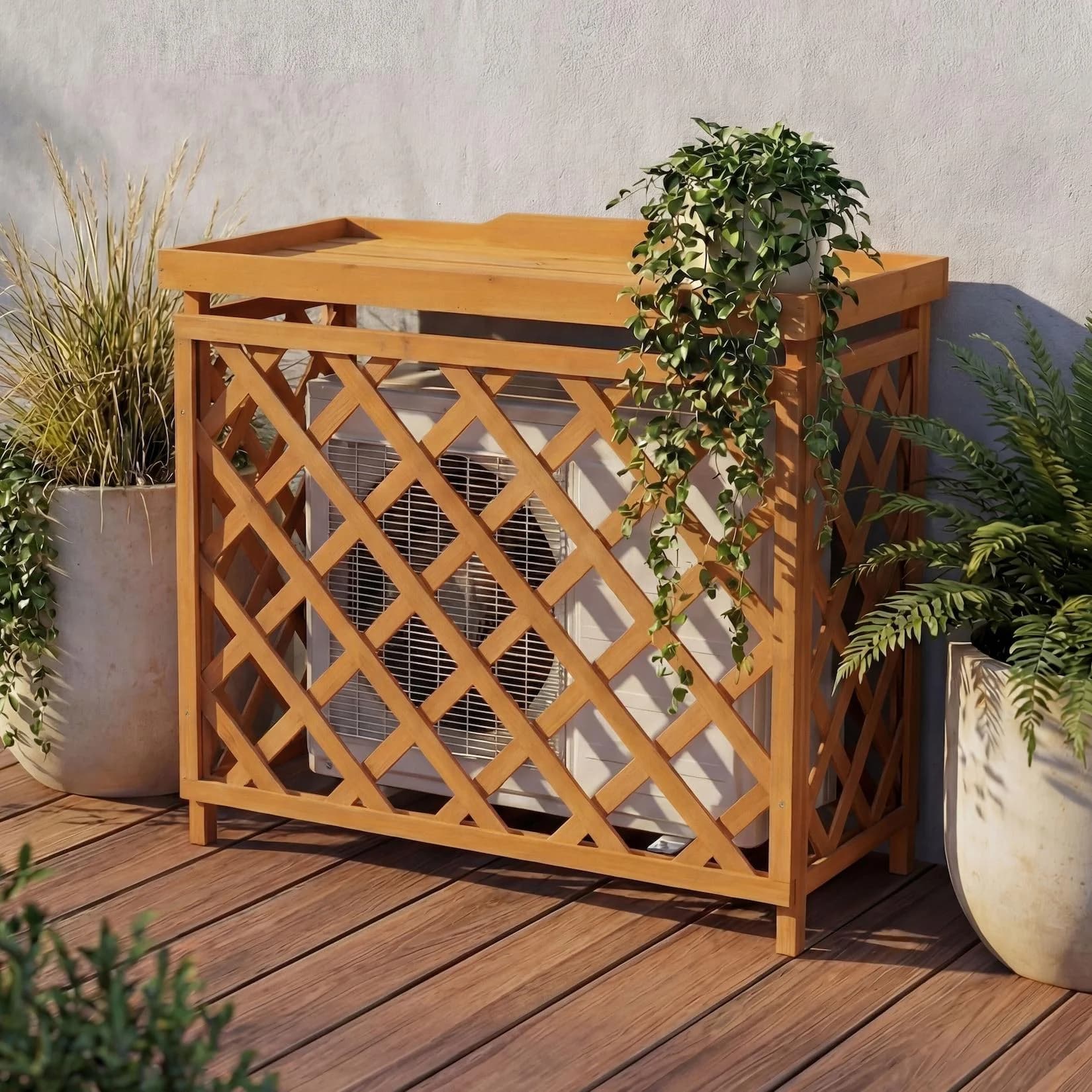 MCW Verkleidung für Klimaanlage Holz Natur 78x90x45cm