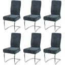 6er-Set Esszimmerstuhl MCW-G56 Freischwinger Chenille blau-grün Bild 2