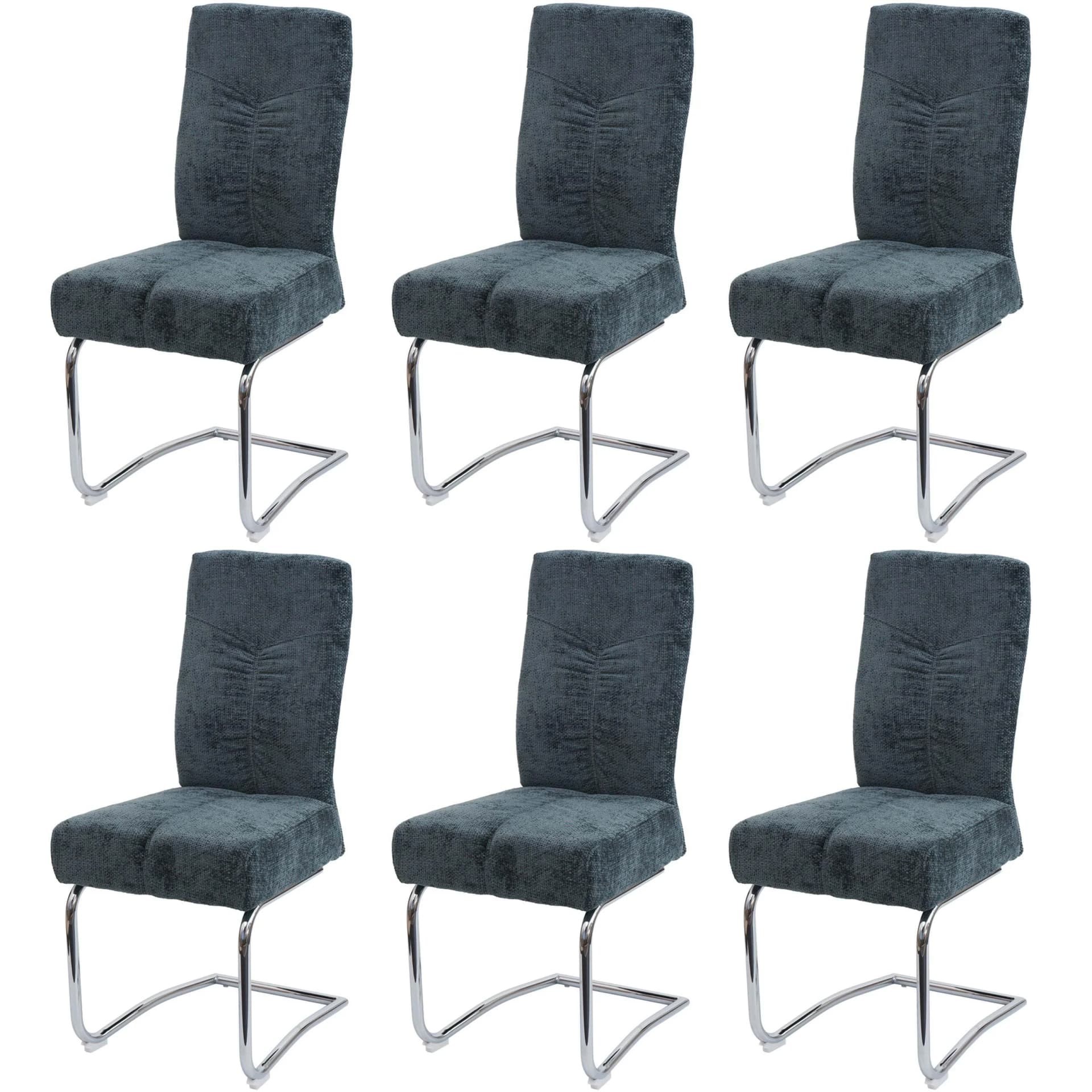6er-Set Esszimmerstuhl MCW-G56 Freischwinger Chenille blau-grün - Bild 2