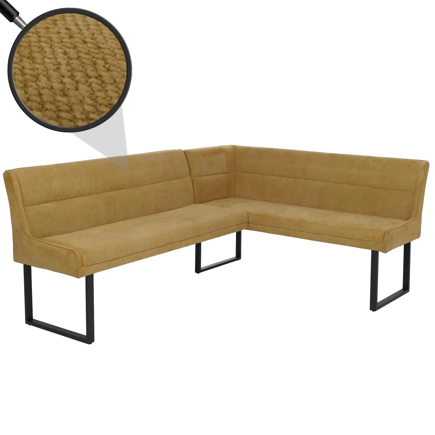 MCW Eckbank MCW-O81 Senfgelb Chenille Metall