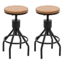 2er-Set Barhocker Industrial Metall Massiv-Holz höhenverstellbar Bild 1
