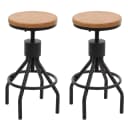 2er-Set Barhocker Industrial Metall Massiv-Holz höhenverstellbar Bild 2